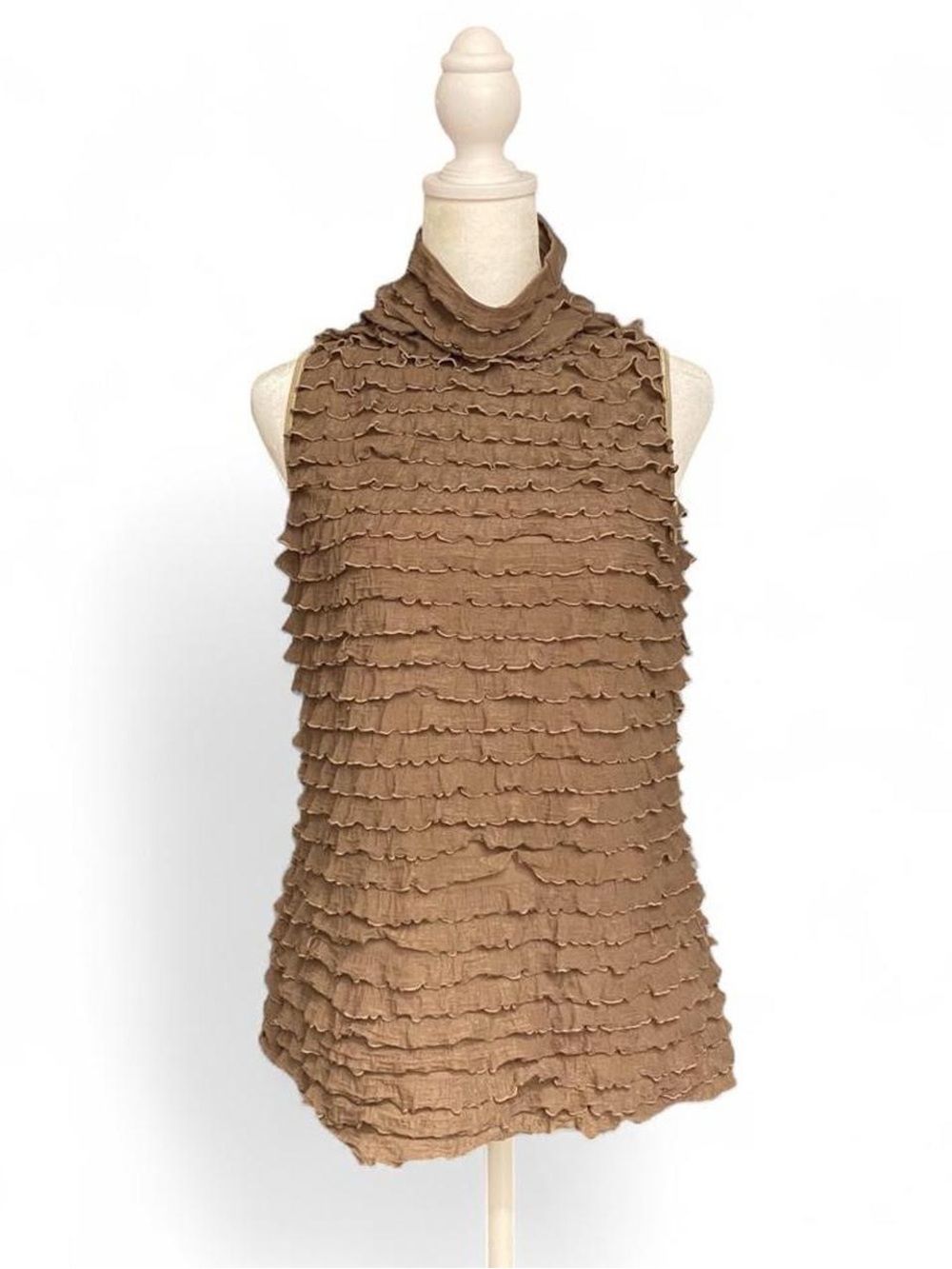 Y2K New Direction Brown Turtleneck Ruffle Top